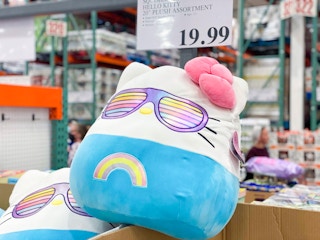 Hello Kitty Squishmallow in front of price tag at Costco