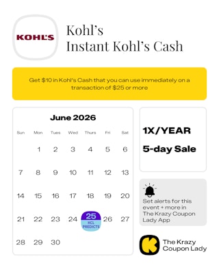 Instant Kohl's Cash dates