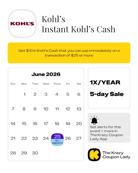 Instant Kohl's Cash dates