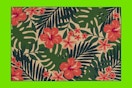 Stock image of the Mainstays 7'x10' Pink Palm Outdoor Rug