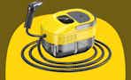a yellow and black steam cleaner