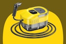 a yellow and black steam cleaner