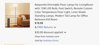 lamp Amazon receipt