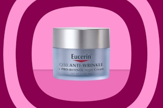 Eucerin night cream on pink KCL template