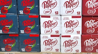 Soda packs on a store shelf