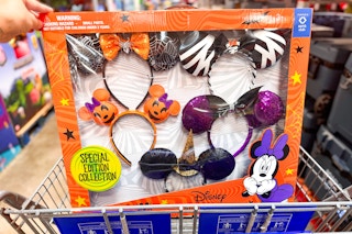 halloween themed disney headbands in a cart