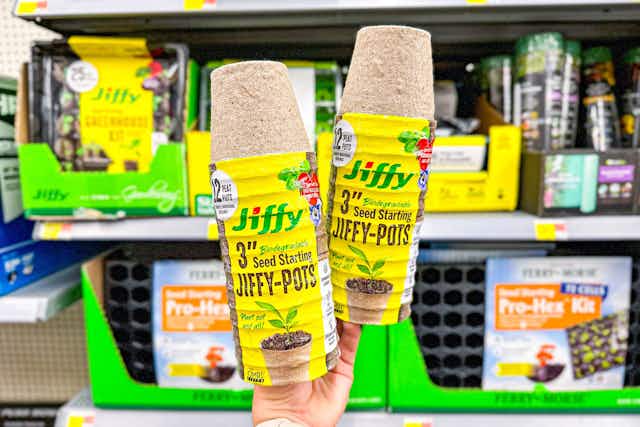 Grab a 12-Pack of Jiffy Peat Pots for $2.97 at Walmart (Reg. $7.97) card image