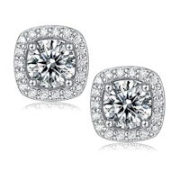 Square Halo Stud Earrings