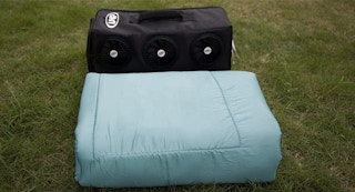 until gone sleeping bag with built in air circulator fan stock image 1685471989 1685471990
