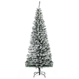 Slender Green Pine Flocked Christmas Tree