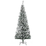 Slender Green Pine Flocked Christmas Tree