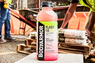 a BodyArmor drink on a concrete block