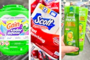 collage with gain, scott, and garnier products