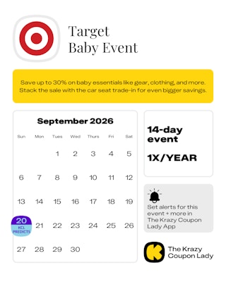Calendar Graphic with Target baby event predicted for sept 20 2026