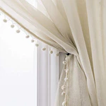 Linen Look Pom Pom Sheer Curtains