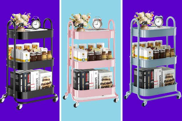 3-Tier Metal Rolling Cart, as Low as $23 on Amazon card image