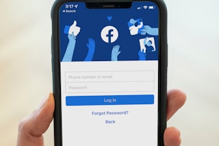 iphone screen with facebook mobile app login