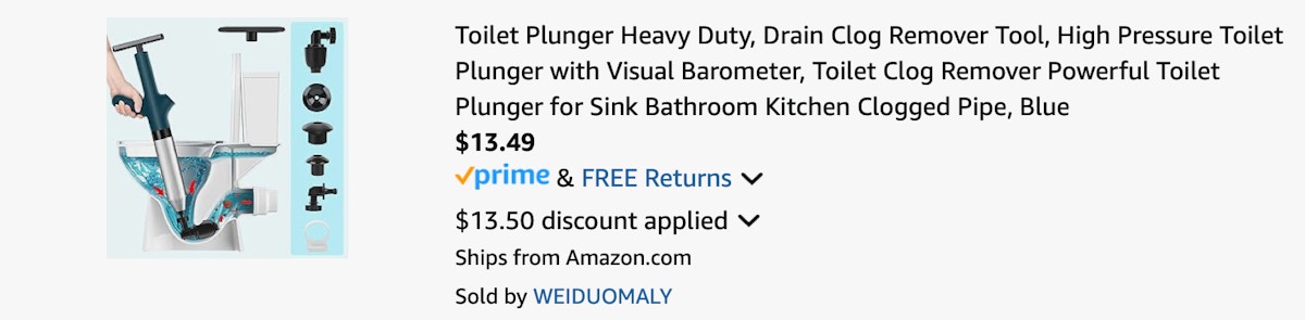 Amazon Heavy-Duty Toilet Plunger 2025