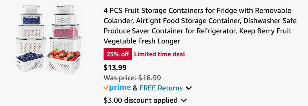 4-Piece Fruit Storage Container Set Amazon receipt