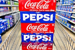 pepsi coca cola soda 12-packs in shopping cart