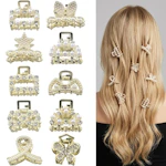Small Gold Rhinestone Hair Clips