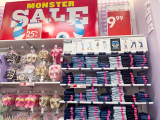 shelves on jeans in store