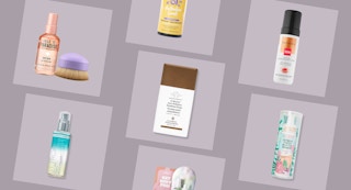 self tanner photo collage with several name brand self tanners in it