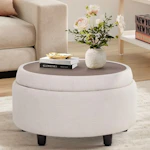 Fabric Round Storage Ottoman