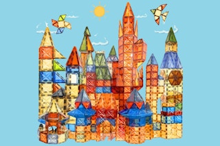 A 100-piece magnetic tile set has been built into a castle city.