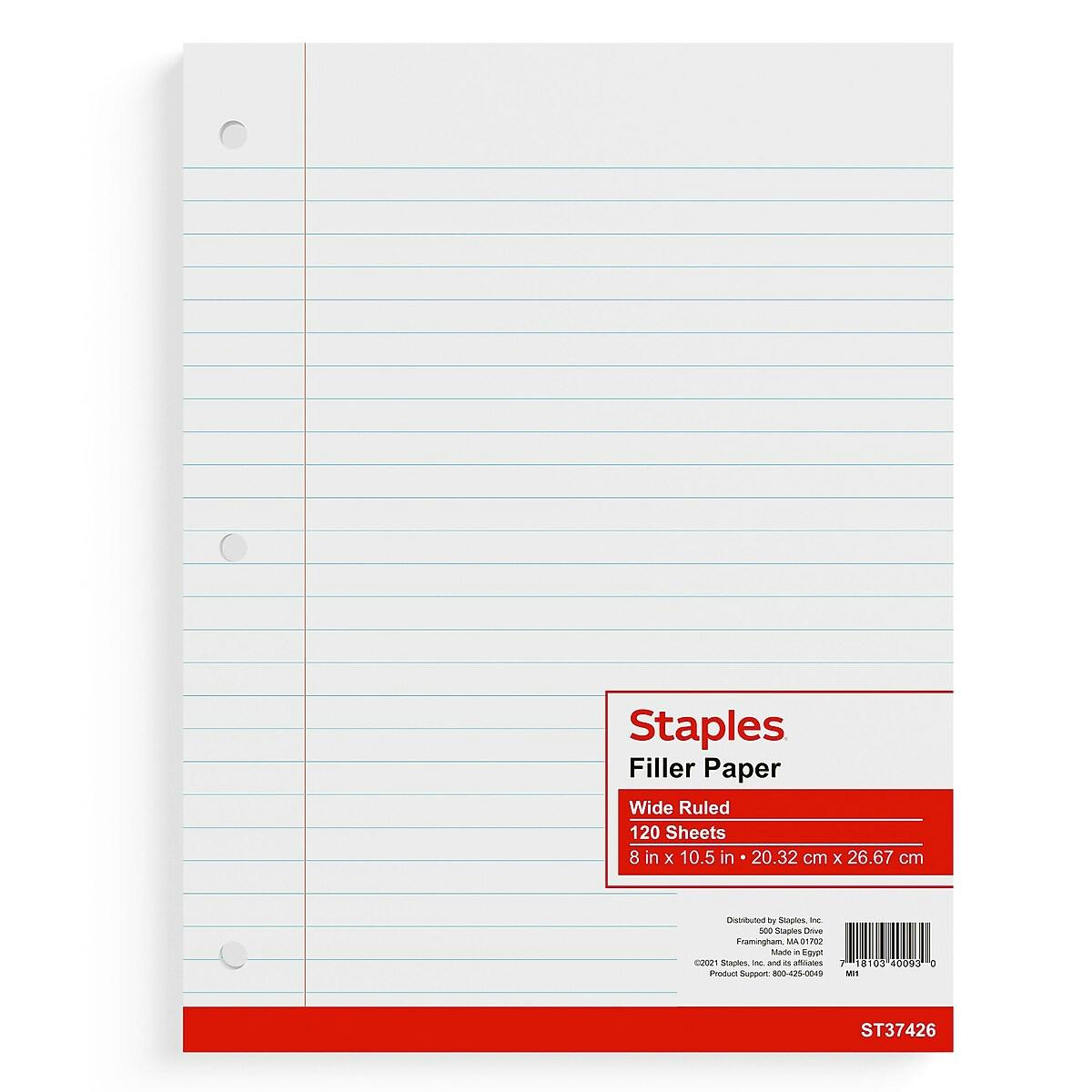 Staples Wide Ruled Filler Paper