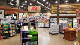 ace hardware and ridleys propane sign on window