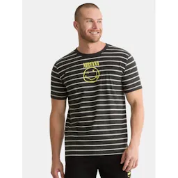Adult Smiley Striped Graphic Tee