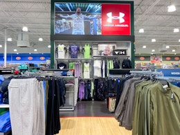 The Under Armour section of a Dicks Sporting Goods store