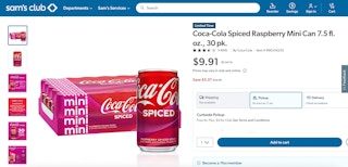 screenshot of coca-cola spiced mini cans for $9.91