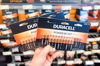 hand holding duracell batteries
