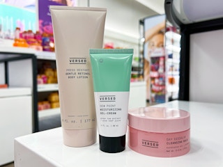 3 versed skin care items sitting on a table at target