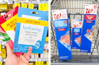 sheet masks and storage bags in collage