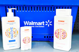 native body wash, lotion, and deodorant together in front of a walmart bastet