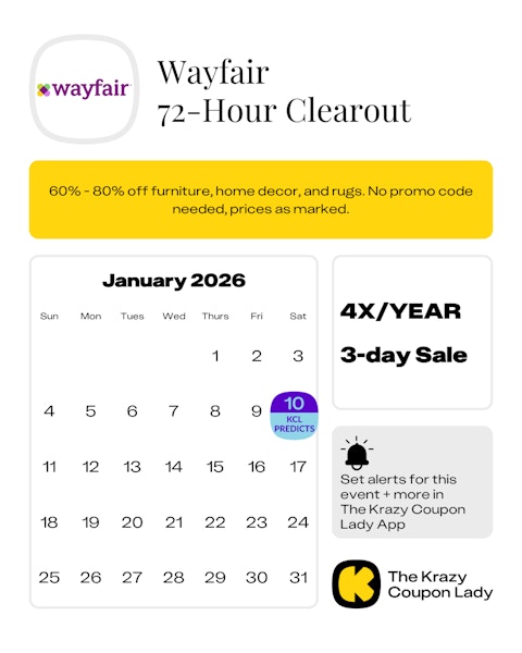 Wayfair 72-hour Clearout Sale Dates