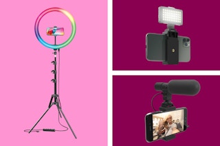 bower ring light, photo light, microphone