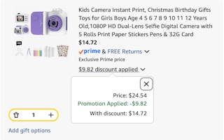 camera Amazon receipt