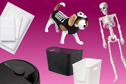 6 Target Bestsellers: Sheet Set, Robot Vacuum, Pet Costume, Baskets & Skeleton Decor