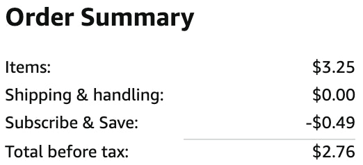 an amazon order summary ending in $2.76