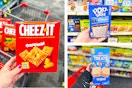 collage with cheez-its, pop-tarts, rice krispies treats