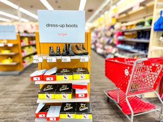 kids' boots sitting on a target shelf