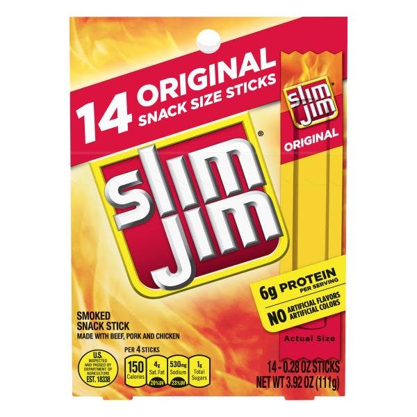 2 Slim Jim Snack Sticks 14-Pack
