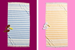 Better Homes & Gardens Oversized Beach Towels in 2 colors (striped with frayed end)