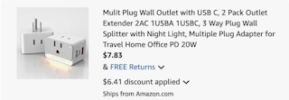 outlet extender Amazon receipt