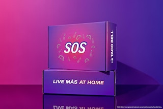 two stacked taco bell SOS boxes