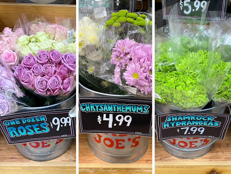 trader joes roses, chrysanthemums, and hydrangeas for arrangements